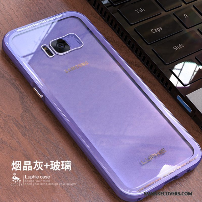 Etui Samsung Galaxy S8 Kreativ Ramme Hærdet Glas, Cover Samsung Galaxy S8 Metal Sort Telefon