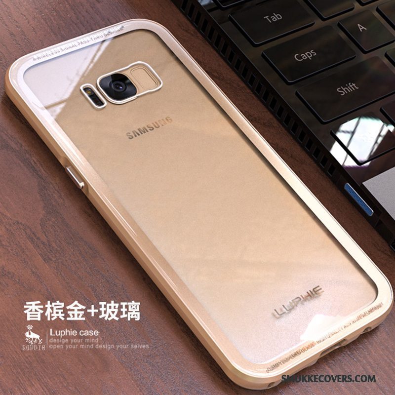 Etui Samsung Galaxy S8 Kreativ Ramme Hærdet Glas, Cover Samsung Galaxy S8 Metal Sort Telefon
