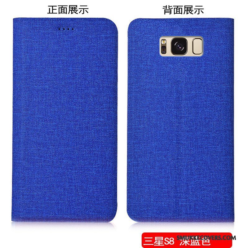 Etui Samsung Galaxy S8 Læder Anti-fald Telefon, Cover Samsung Galaxy S8 Folio Bomuld Og Linned