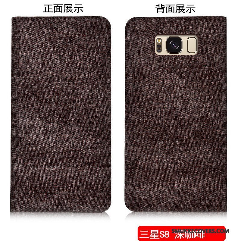 Etui Samsung Galaxy S8 Læder Anti-fald Telefon, Cover Samsung Galaxy S8 Folio Bomuld Og Linned