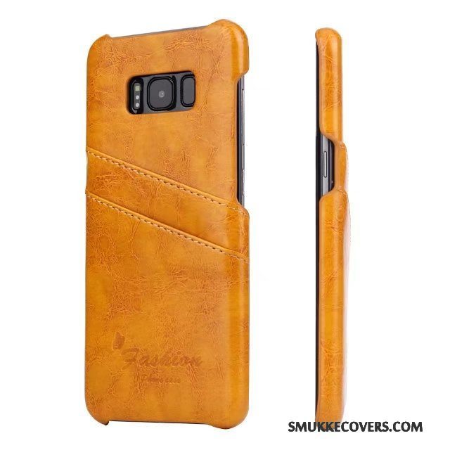 Etui Samsung Galaxy S8 Læder Bagdæksel Telefon, Cover Samsung Galaxy S8 Beskyttelse Orange Grå