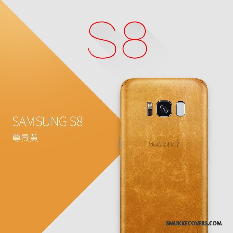 Etui Samsung Galaxy S8 Læder Gul Orange, Cover Samsung Galaxy S8 Beskyttelse Tynd Telefon