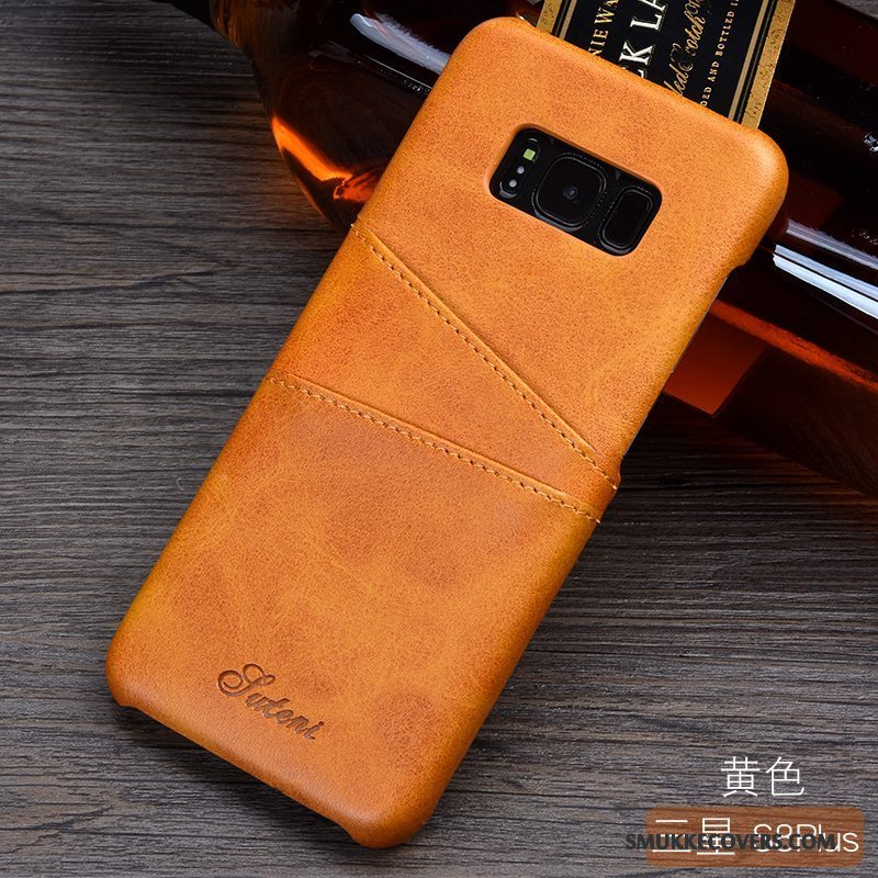 Etui Samsung Galaxy S8+ Læder Kort Business, Cover Samsung Galaxy S8+ Mode Anti-fald Orange