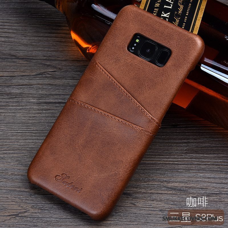 Etui Samsung Galaxy S8+ Læder Kort Business, Cover Samsung Galaxy S8+ Mode Anti-fald Orange