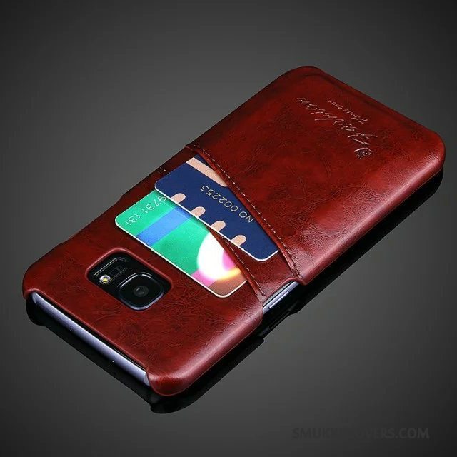 Etui Samsung Galaxy S8+ Læder Kort Orange, Cover Samsung Galaxy S8+ Beskyttelse Bagdæksel Telefon