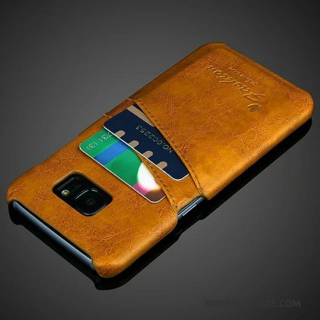 Etui Samsung Galaxy S8+ Læder Kort Orange, Cover Samsung Galaxy S8+ Beskyttelse Bagdæksel Telefon