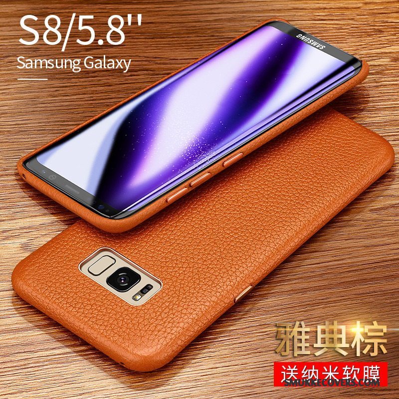 Etui Samsung Galaxy S8+ Læder Sort Cow, Cover Samsung Galaxy S8+ Luksus Bagdæksel Tynd