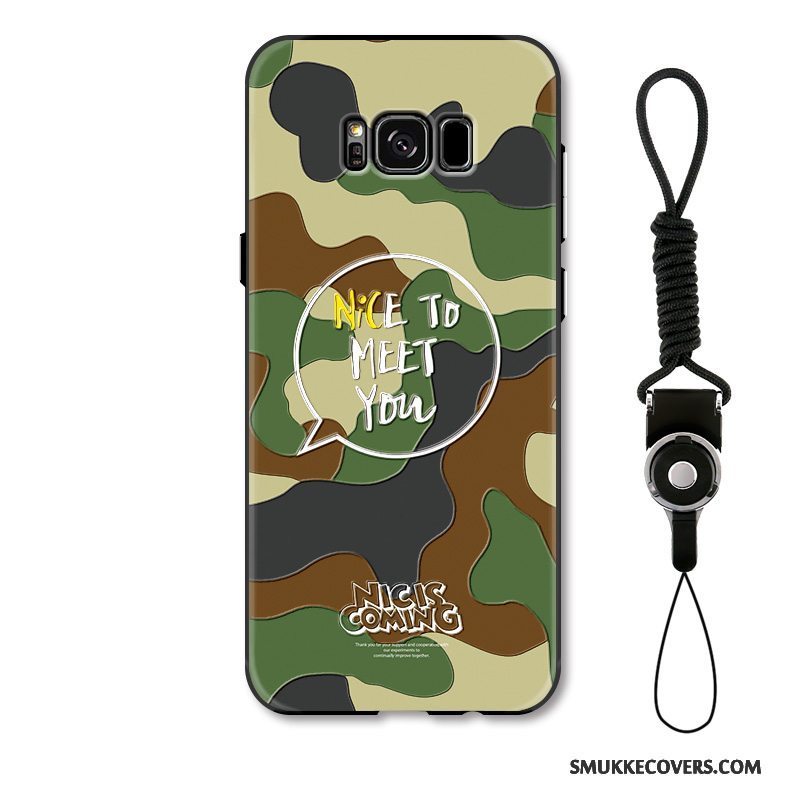 Etui Samsung Galaxy S8 Relief Camouflage Telefon, Cover Samsung Galaxy S8 Beskyttelse Nubuck Blå