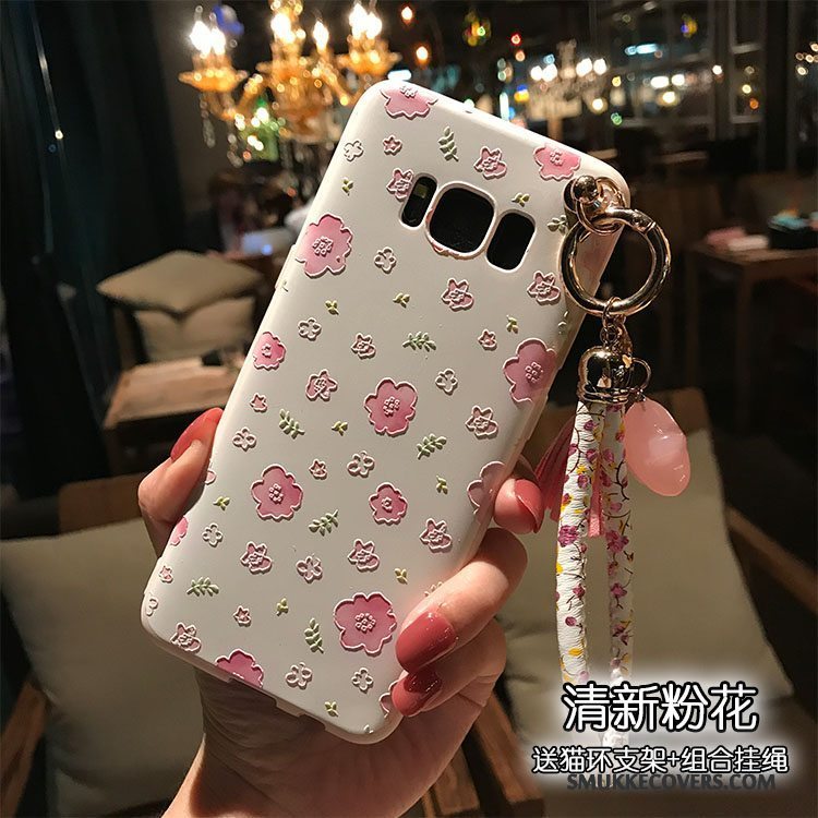 Etui Samsung Galaxy S8 Relief Telefonnubuck, Cover Samsung Galaxy S8 Silikone Pulver Lyserød