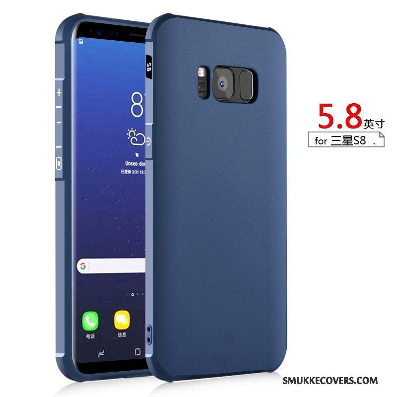 Etui Samsung Galaxy S8 Silikone Mørkeblå Telefon, Cover Samsung Galaxy S8 Beskyttelse Anti-fald Nubuck
