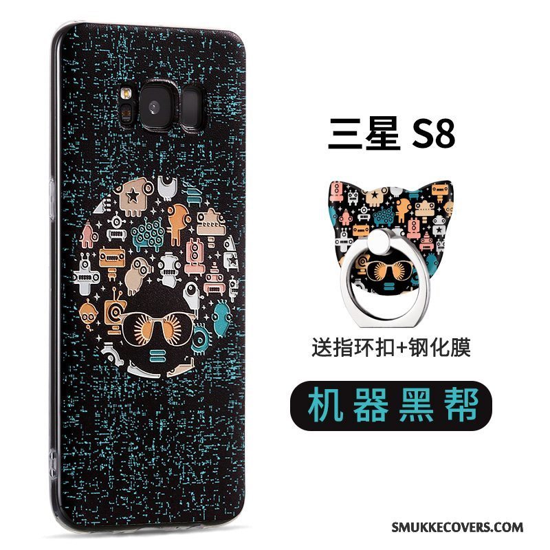 Etui Samsung Galaxy S8 Silikone Nubuck Telefon, Cover Samsung Galaxy S8 Cartoon Grøn Gennemsigtig