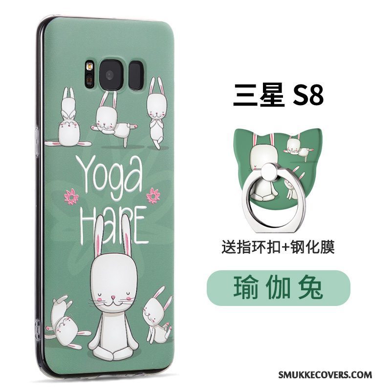 Etui Samsung Galaxy S8 Silikone Nubuck Telefon, Cover Samsung Galaxy S8 Cartoon Grøn Gennemsigtig