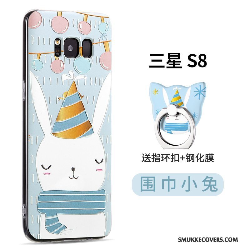 Etui Samsung Galaxy S8 Silikone Nubuck Telefon, Cover Samsung Galaxy S8 Cartoon Grøn Gennemsigtig