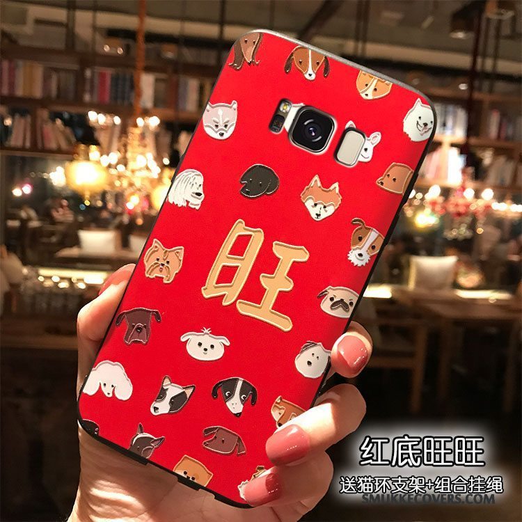 Etui Samsung Galaxy S8+ Silikone Rød Trend, Cover Samsung Galaxy S8+ Hængende Ornamenter Telefon