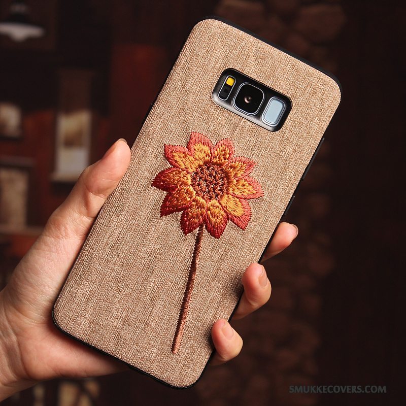 Etui Samsung Galaxy S8 Silikone Telefonanti-fald, Cover Samsung Galaxy S8 Kreativ Broderi Sort