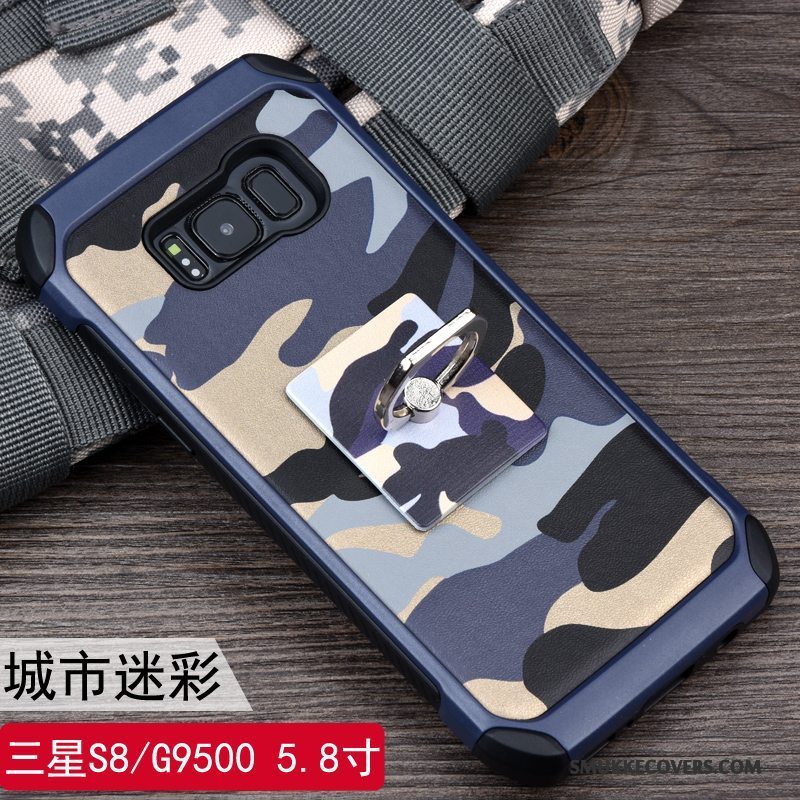 Etui Samsung Galaxy S8+ Support Telefoncamouflage, Cover Samsung Galaxy S8+ Beskyttelse Ring Blå
