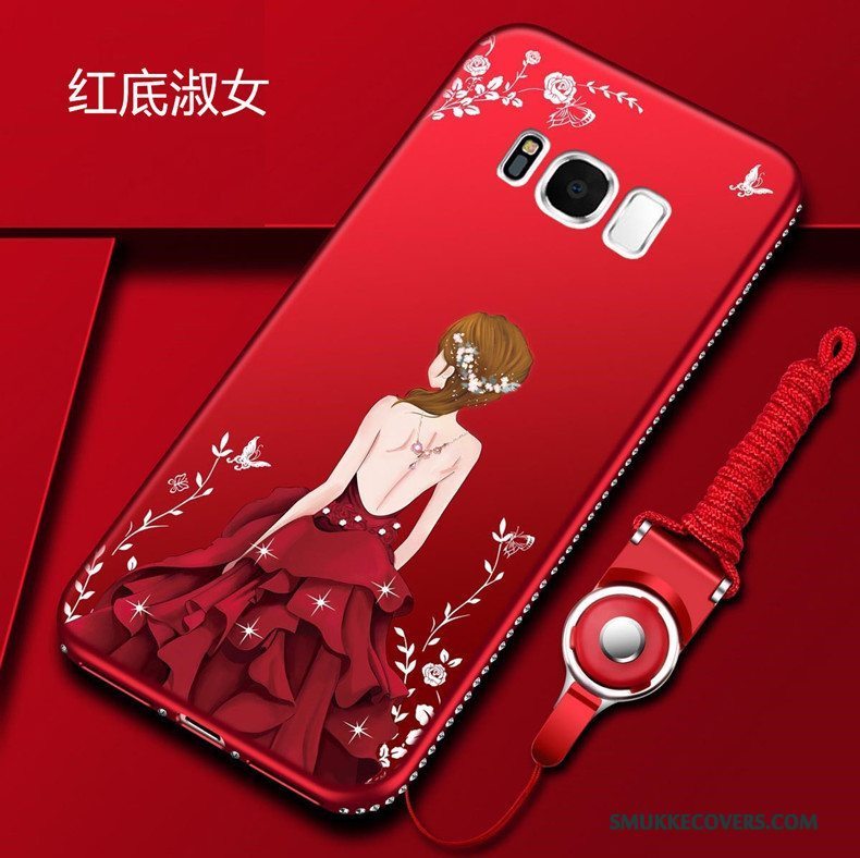 Etui Samsung Galaxy S8 Tasker Rød Telefon, Cover Samsung Galaxy S8 Cartoon Hængende Ornamenter