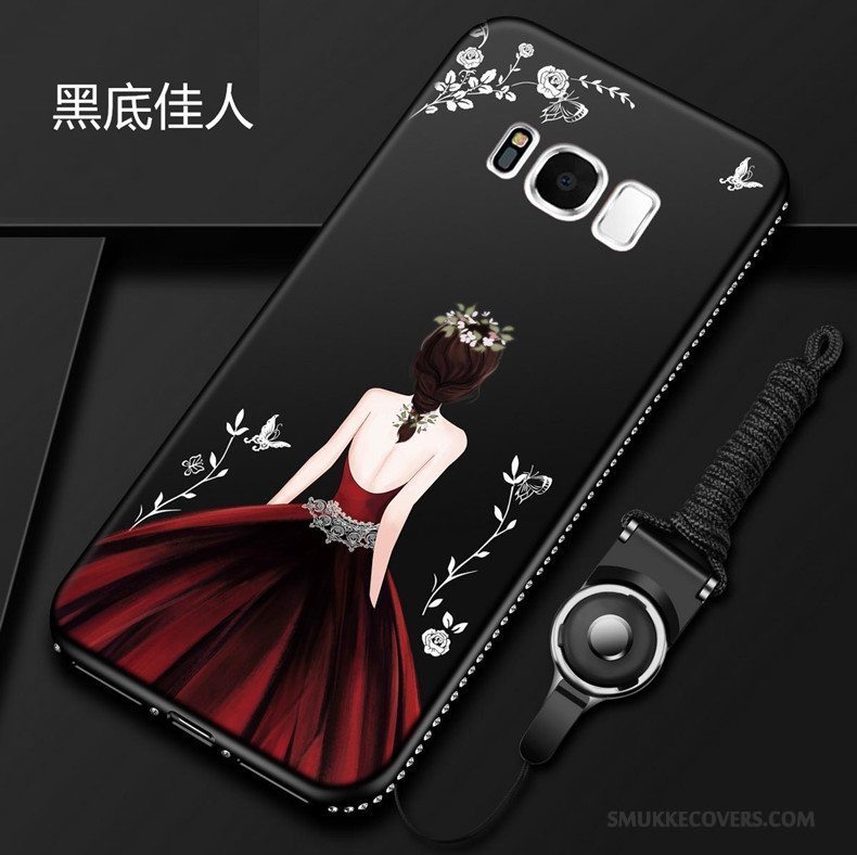 Etui Samsung Galaxy S8 Tasker Rød Telefon, Cover Samsung Galaxy S8 Cartoon Hængende Ornamenter