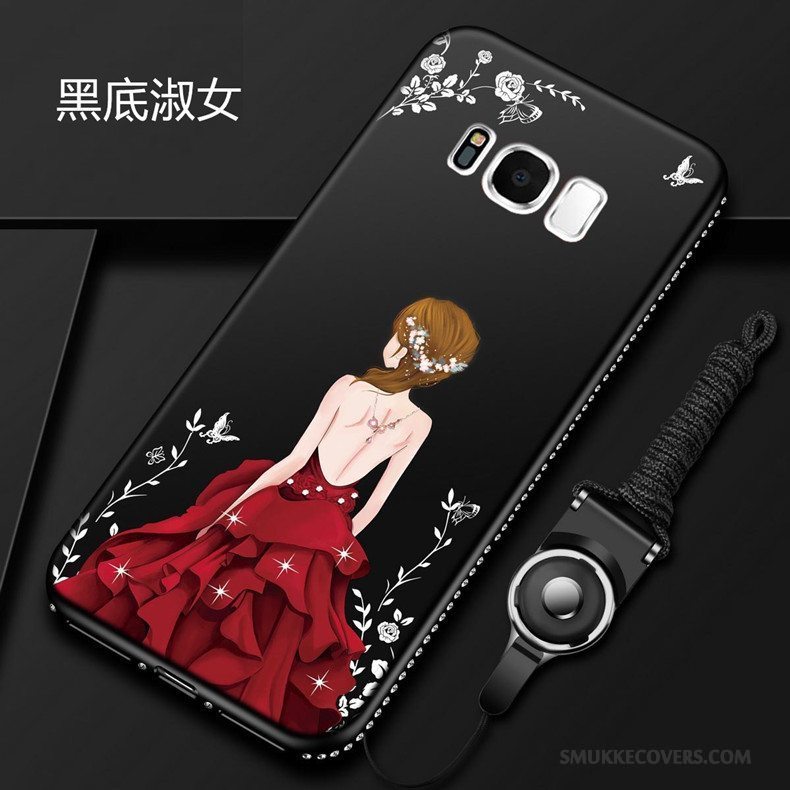 Etui Samsung Galaxy S8 Tasker Rød Telefon, Cover Samsung Galaxy S8 Cartoon Hængende Ornamenter