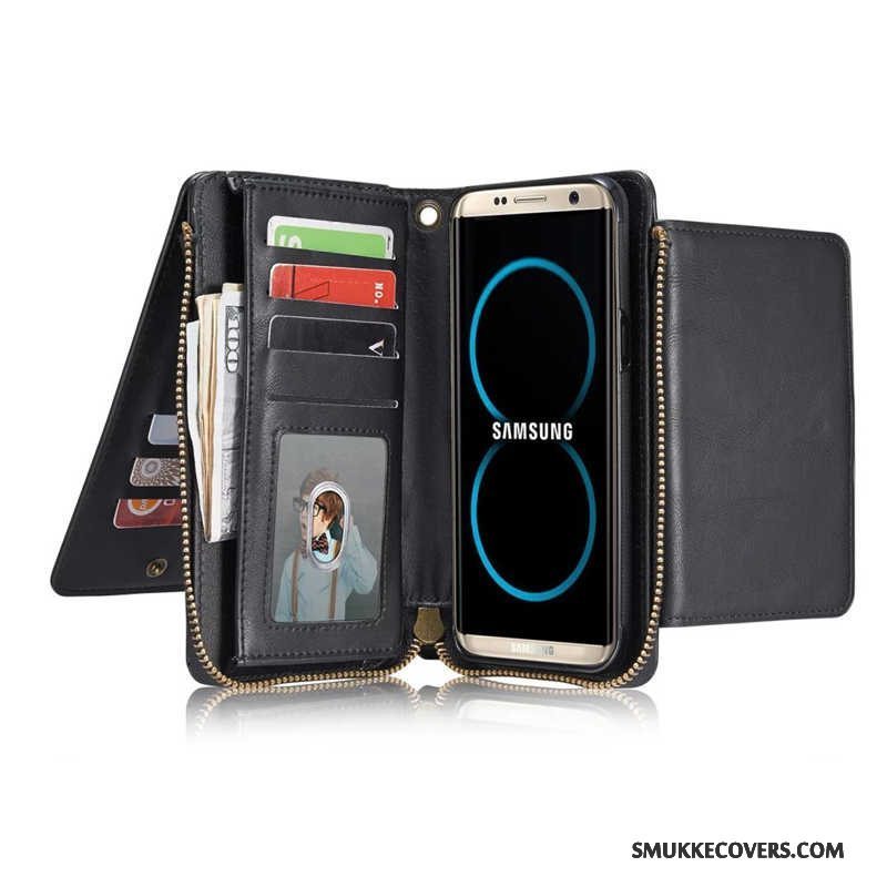 Etui Samsung Galaxy S8 Tasker Telefonsort, Cover Samsung Galaxy S8 Tegnebog