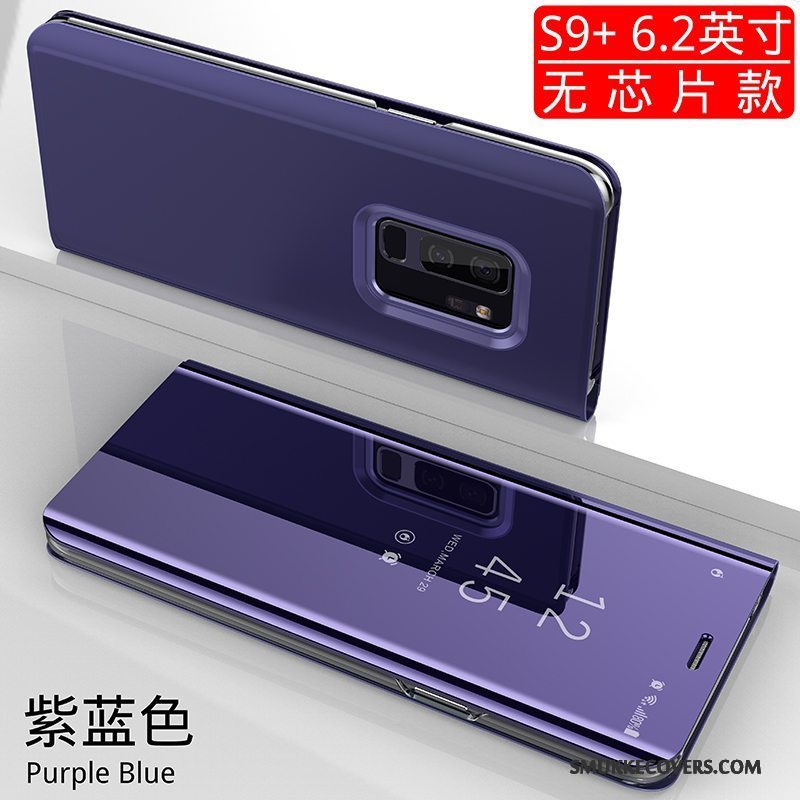 Etui Samsung Galaxy S9+ Beskyttelse Spejl Anti-fald, Cover Samsung Galaxy S9+ Folio Telefonmørkeblå