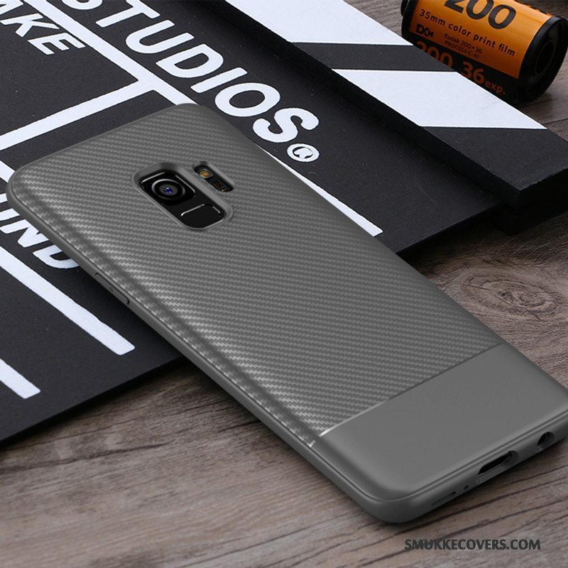 Etui Samsung Galaxy S9 Blød Sort Dyb Farve, Cover Samsung Galaxy S9 Tasker Business Anti-fald