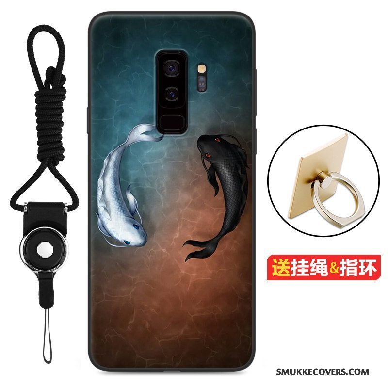 Etui Samsung Galaxy S9+ Cartoon Lyserød Nubuck, Cover Samsung Galaxy S9+ Tasker Telefonanti-fald