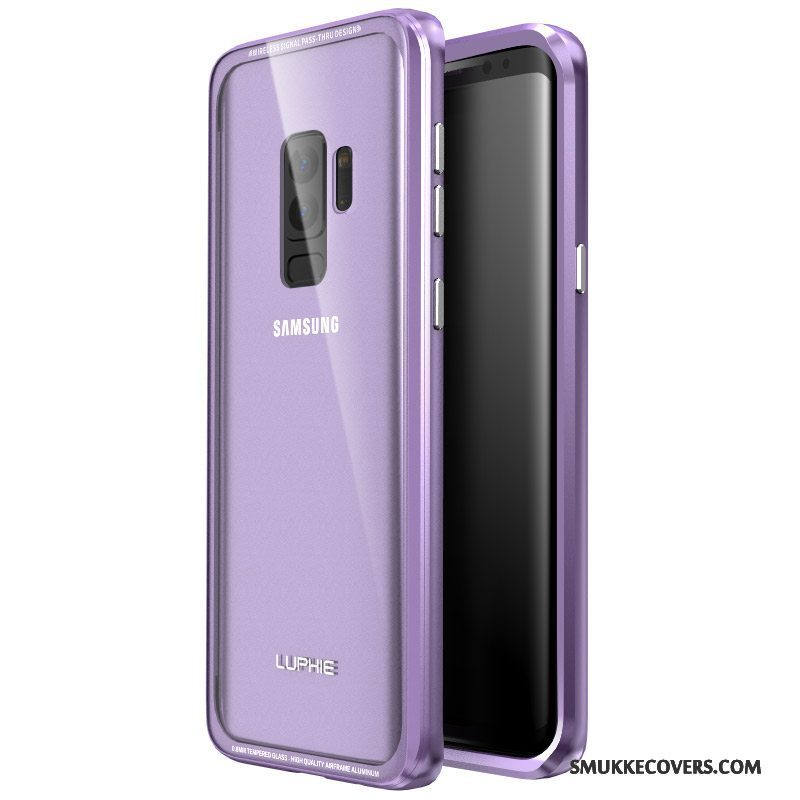 Etui Samsung Galaxy S9+ Kreativ Glas Ramme, Cover Samsung Galaxy S9+ Metal Telefonanti-fald