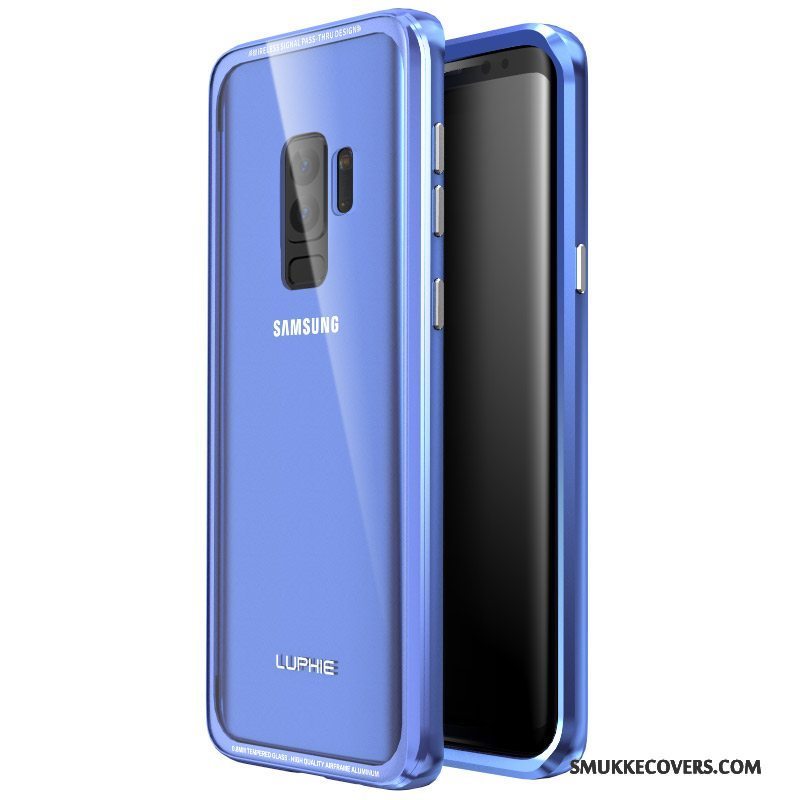 Etui Samsung Galaxy S9+ Kreativ Glas Ramme, Cover Samsung Galaxy S9+ Metal Telefonanti-fald