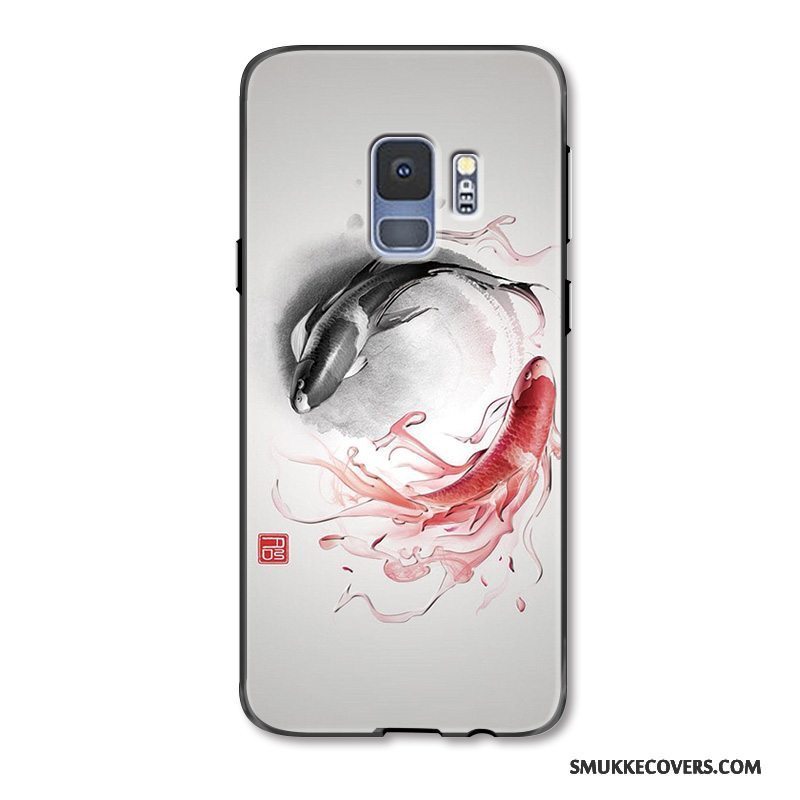 Etui Samsung Galaxy S9 Kreativ Telefongrøn, Cover Samsung Galaxy S9 Relief Anti-fald Nubuck