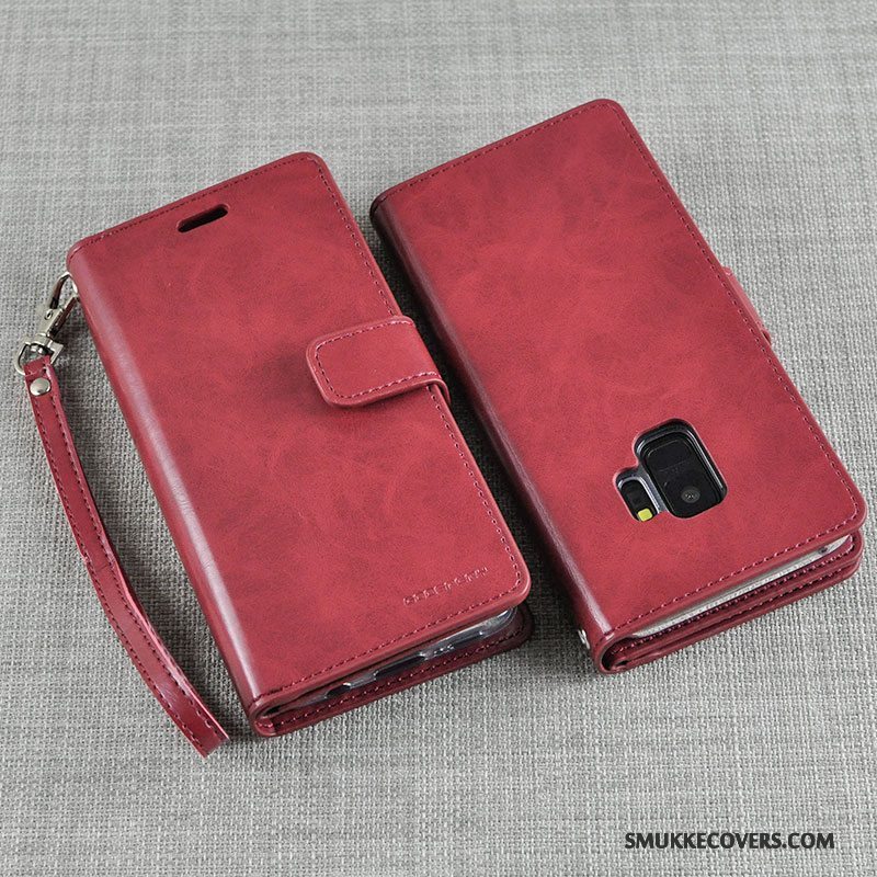 Etui Samsung Galaxy S9+ Læder Rød Telefon, Cover Samsung Galaxy S9+ Folio