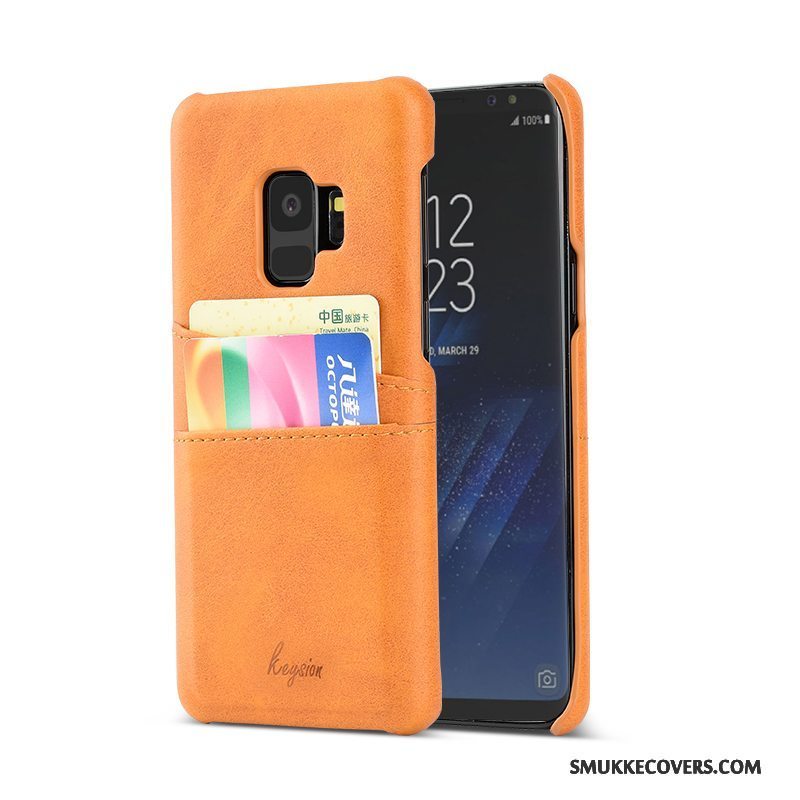 Etui Samsung Galaxy S9+ Læder Trend Orange, Cover Samsung Galaxy S9+ Mode Anti-fald Kort