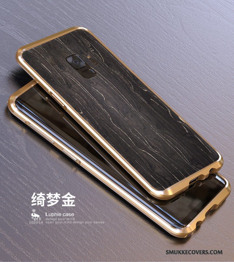 Etui Samsung Galaxy S9 Metal Nubuck Ramme, Cover Samsung Galaxy S9 Beskyttelse Træ Telefon