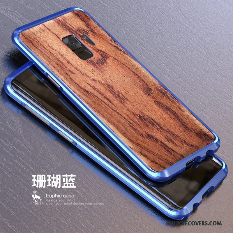 Etui Samsung Galaxy S9+ Metal Telefonnubuck, Cover Samsung Galaxy S9+ Beskyttelse Bagdæksel Træ