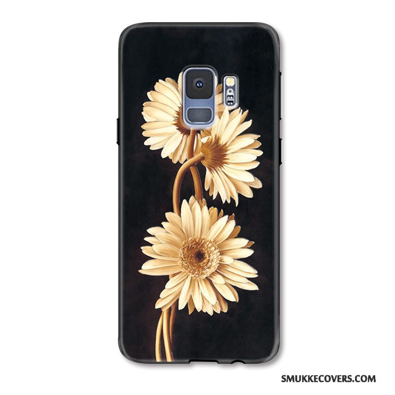 Etui Samsung Galaxy S9+ Mode Blomster Telefon, Cover Samsung Galaxy S9+ Beskyttelse Sort Kunst