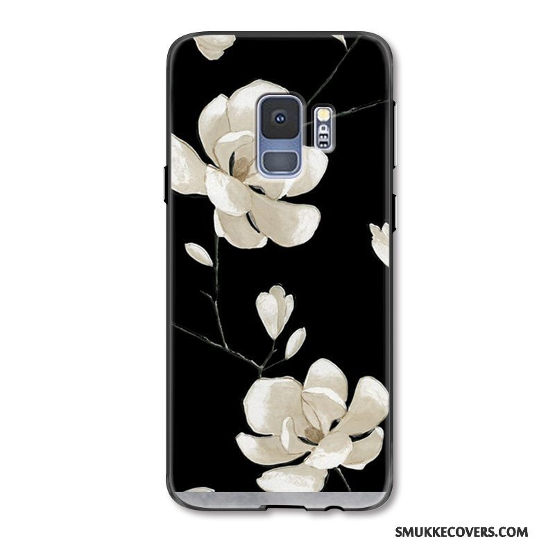 Etui Samsung Galaxy S9+ Mode Blomster Telefon, Cover Samsung Galaxy S9+ Beskyttelse Sort Kunst