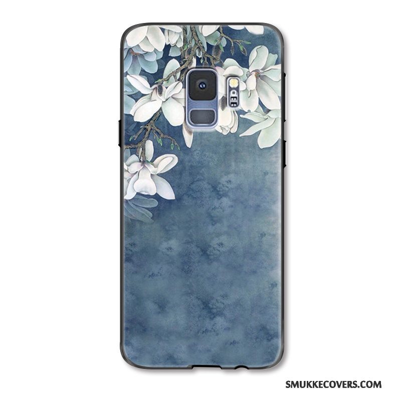 Etui Samsung Galaxy S9 Mode Hængende Ornamenter Blomster, Cover Samsung Galaxy S9 Silikone Kunst Lyseblå