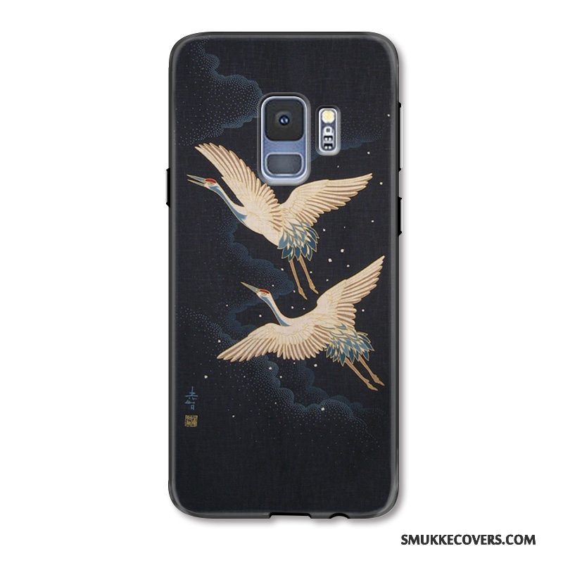 Etui Samsung Galaxy S9 Relief Telefonaf Personlighed, Cover Samsung Galaxy S9 Beskyttelse Kinesisk Stil Sort