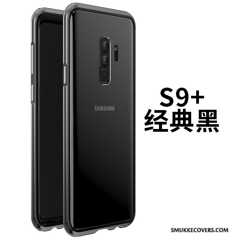 Etui Samsung Galaxy S9+ Tasker Glas Ramme, Cover Samsung Galaxy S9+ Beskyttelse Telefonblå