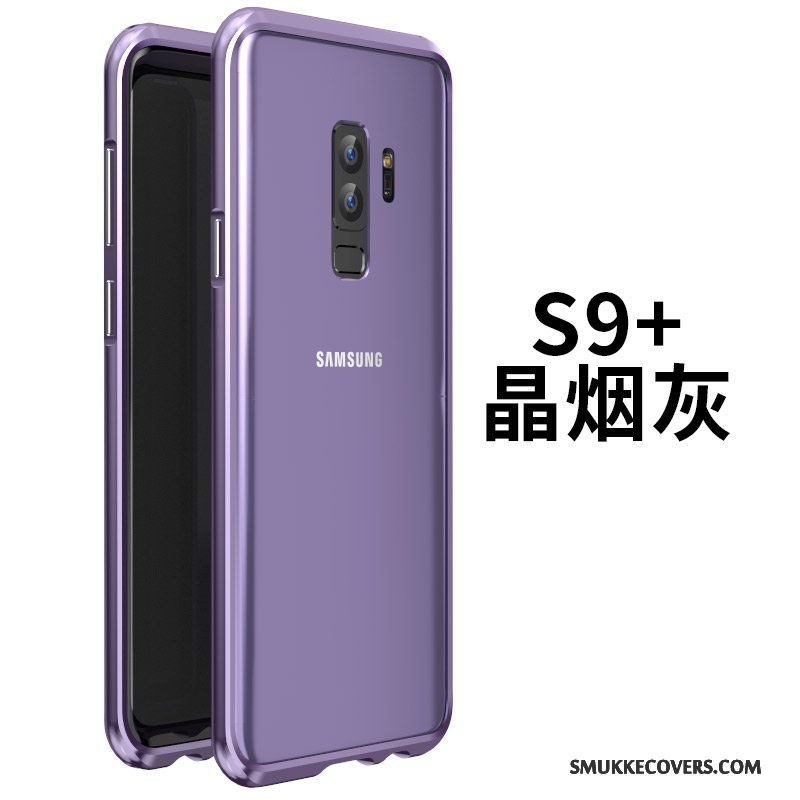 Etui Samsung Galaxy S9+ Tasker Glas Ramme, Cover Samsung Galaxy S9+ Beskyttelse Telefonblå