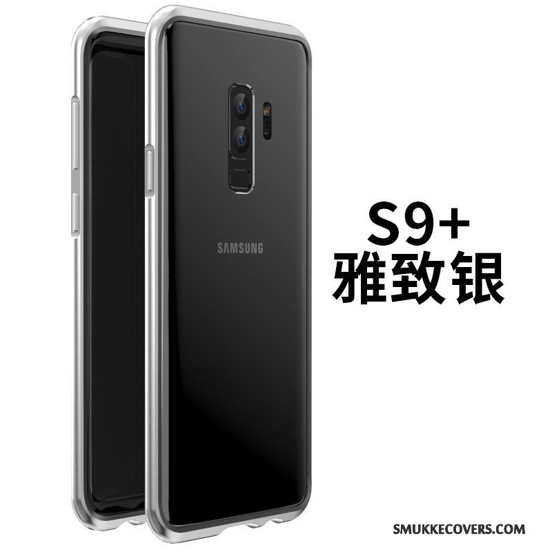 Etui Samsung Galaxy S9+ Tasker Glas Ramme, Cover Samsung Galaxy S9+ Beskyttelse Telefonblå