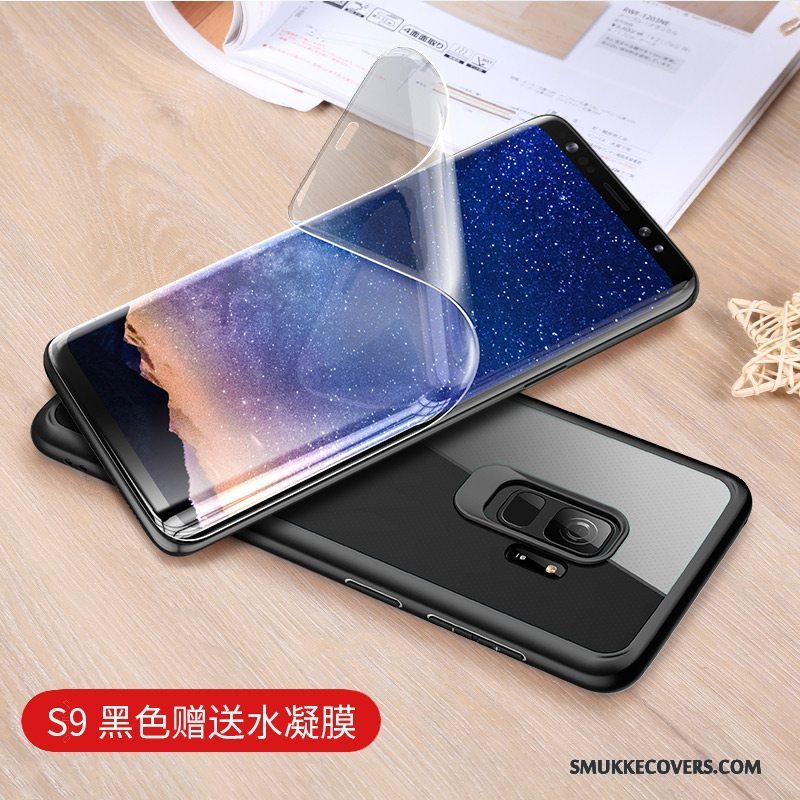 Etui Samsung Galaxy S9 Tasker Tynd Sort, Cover Samsung Galaxy S9 Beskyttelse Anti-fald Gennemsigtig