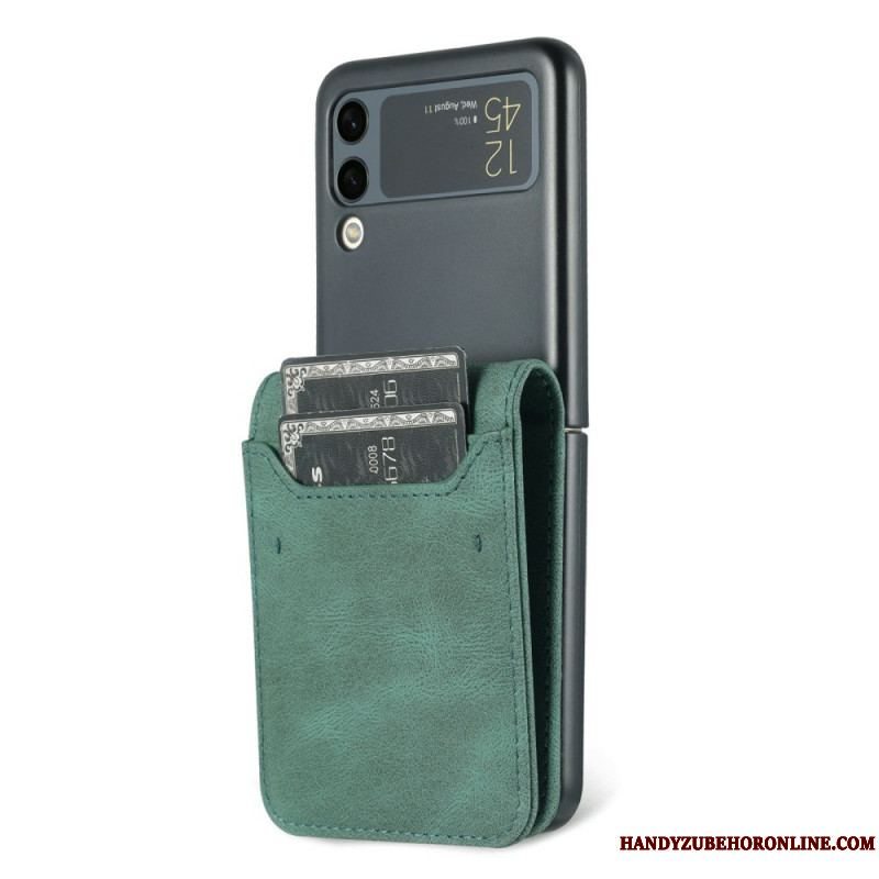 Etui Samsung Galaxy Z Flip 3 5G Flip Cover Lædereffekt Kortholder Og Rem Azns