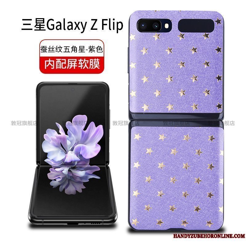 Etui Samsung Z Flip Læder Eksplosionsbeskyttelse Fold, Cover Samsung Z Flip Beskyttelse Skærmbeskyttelse Hærdning