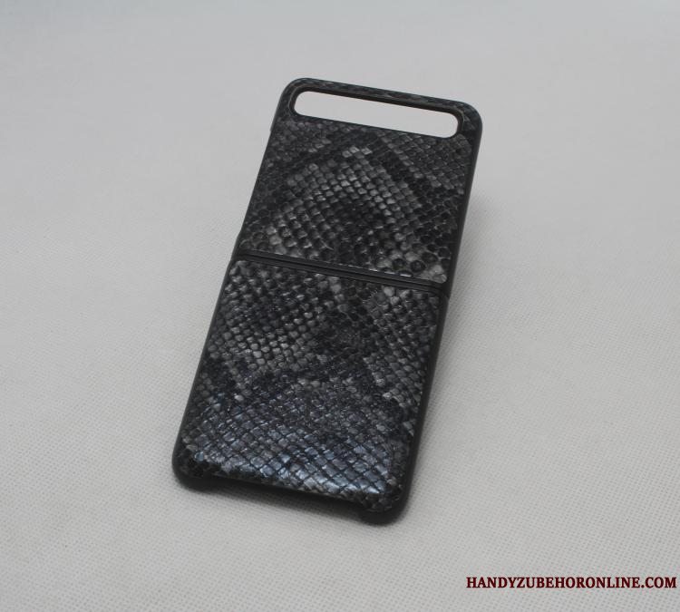 Etui Samsung Z Flip Tasker Sort Anti-fald, Cover Samsung Z Flip Læder Telefonfold