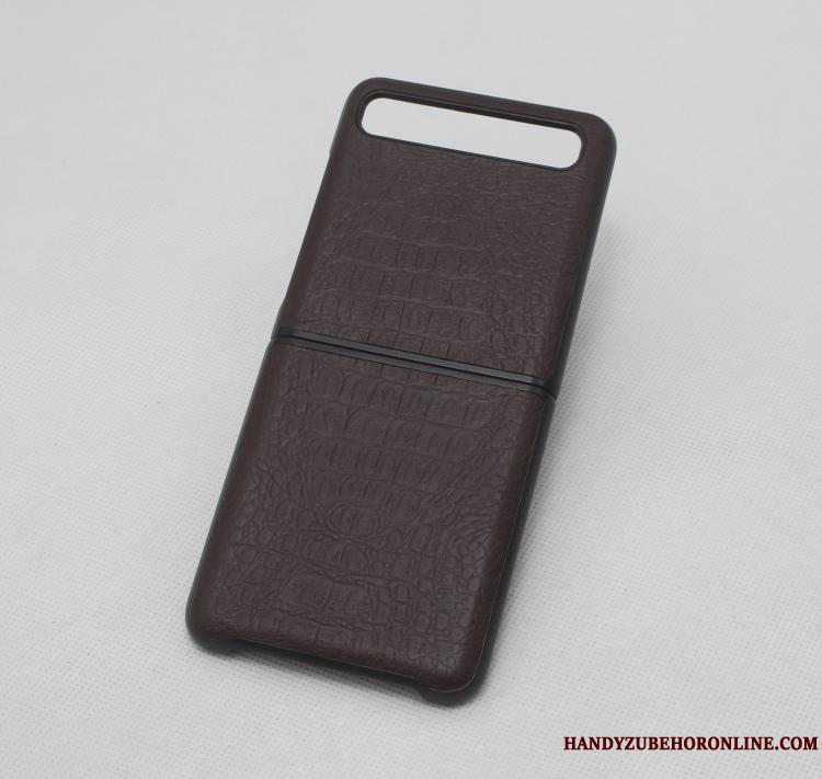 Etui Samsung Z Flip Tasker Sort Anti-fald, Cover Samsung Z Flip Læder Telefonfold