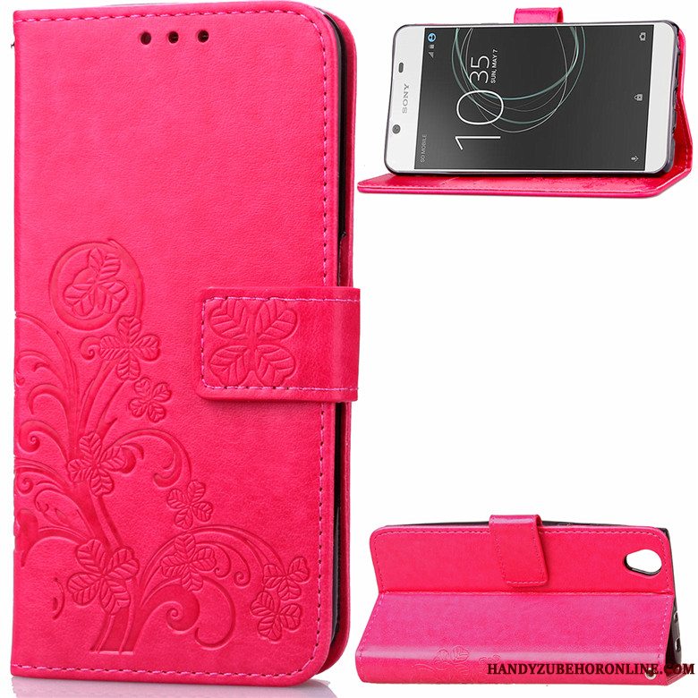 Etui Sony Xperia 1 Folio Hængende Ornamenter Rød, Cover Sony Xperia 1 Læder Anti-fald Telefon
