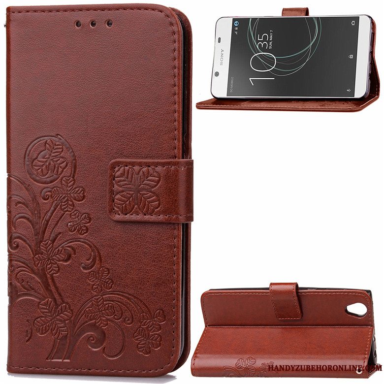 Etui Sony Xperia 1 Folio Hængende Ornamenter Rød, Cover Sony Xperia 1 Læder Anti-fald Telefon