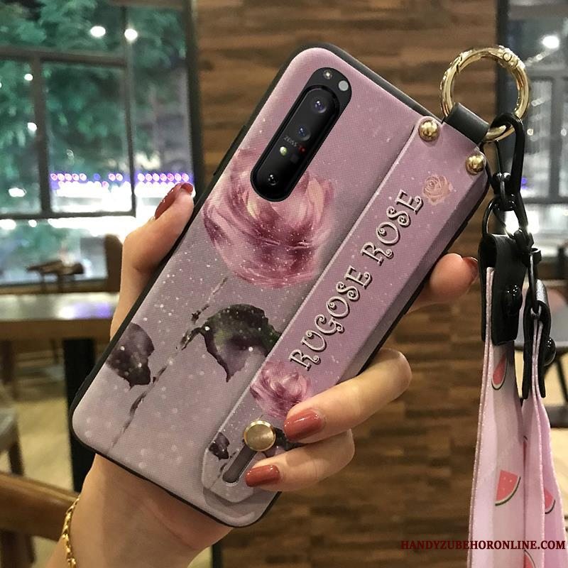 Etui Sony Xperia 1 Ii Blød Blomster Telefon, Cover Sony Xperia 1 Ii Kreativ Lyserød Cherry