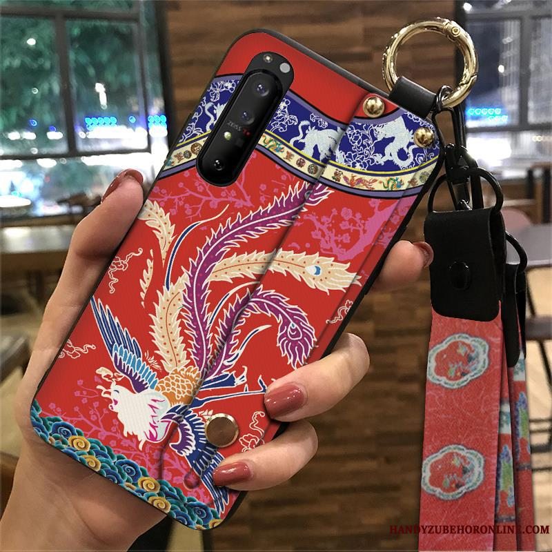 Etui Sony Xperia 1 Ii Blød Hængende Ornamenter Rød, Cover Sony Xperia 1 Ii Support Telefonkinesisk Stil